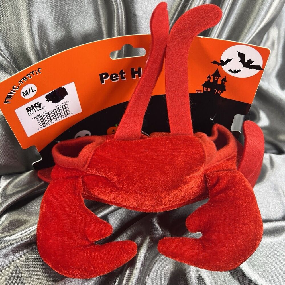 Halloween Pet Costume Hat Dogs Red Lobster‎ Crab Size M / L  Adjustable Cute NEW